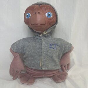 E.T. Extra Terrestrial PLUSH, Applause 1998. Hoody,Vinyl Face,SITTING. 28cm appr